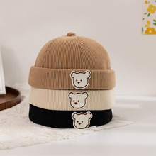 儿童帽子秋季韩国同款卡通小熊瓜皮帽男童可爱保暖宝宝地主帽批发