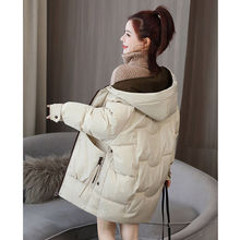 棉服女中长款2022冬季新款韩版小个子面包服棉袄宽松加厚棉衣外套