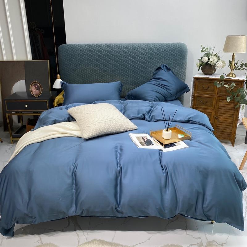 60支兰精纯色天丝四件套双面莱赛尔被套床单夏季丝滑裸睡床上用品
