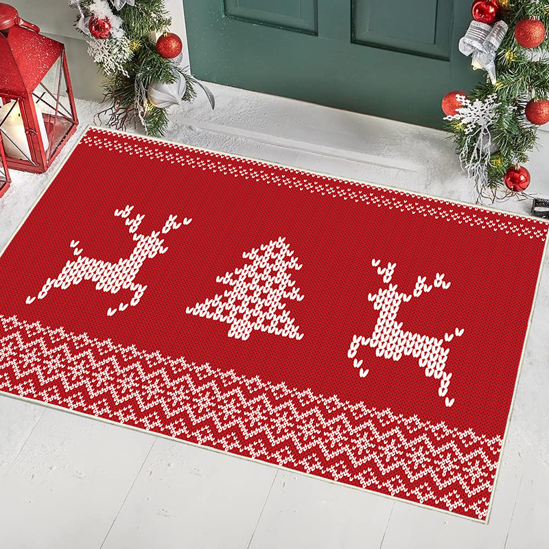 Loop Velvet Carpet Christmas Non-Slip Absorbent Floor Mat Door Mat Washable Carpet Home Door Thickened Foot Mat