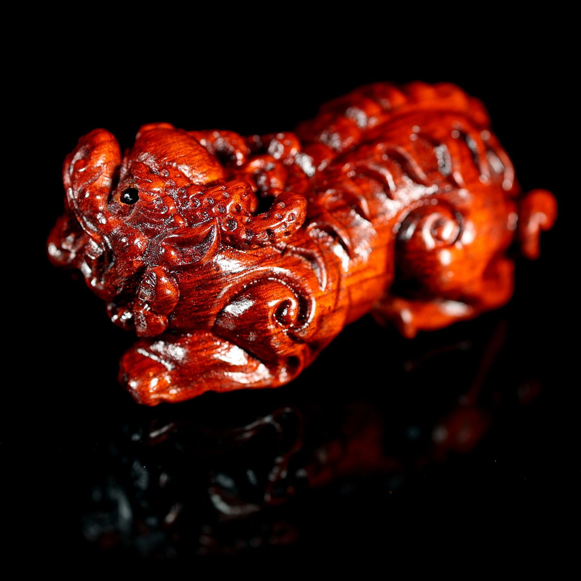 紫檀木雕貔貅挂件男士复古手工雕刻编制挂绳链个性创意挂件