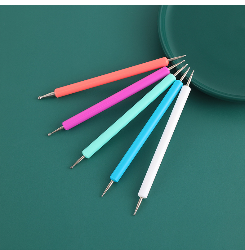 跨境亚马逊新款彩色压痕笔陶艺工具美甲点钻笔 5支双头笔辅助工具