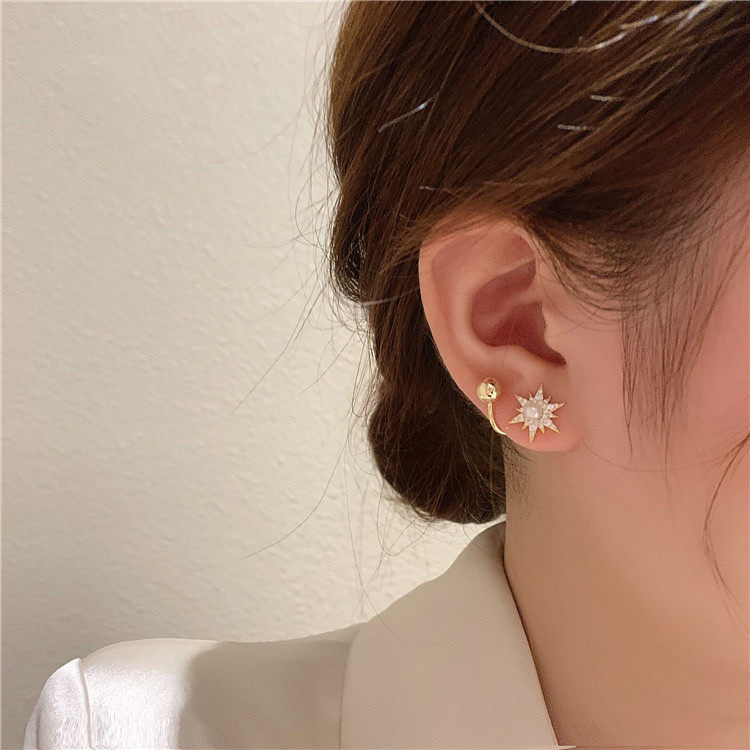 Korea Dongdaemun Six-Pointed Star Zircon Stud Earrings Design Creative Detachable Two-Way Earrings Earrings for Women