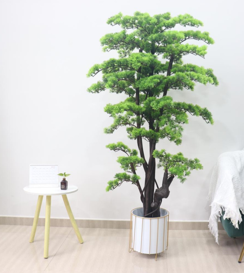 Artificial Plant Bonsai Welcoming Pine Furniture Living Room Decoration New Chinese Green Plant Indoor Decorative Greenery Landscape