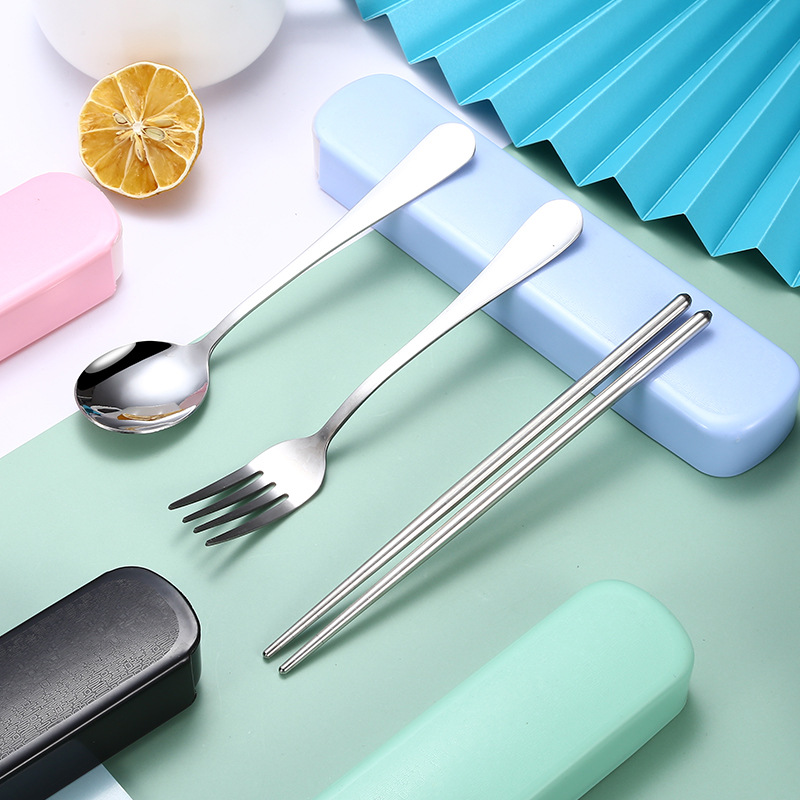 便携不锈钢餐具三件套勺子叉子筷子套装学生户外旅行礼品可定logo