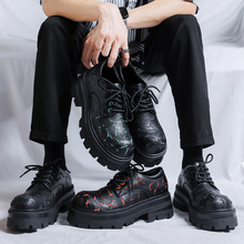 小众设计感发型师男鞋2023新款复古拼色休闲大头皮鞋2905-R