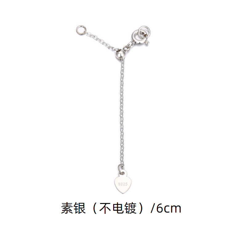 S925 Sterling Silver Extension Chain Y-Shaped Pull Adjustable Heart Tail Chain Pearl Necklace Bracelet Diy Accessories Material