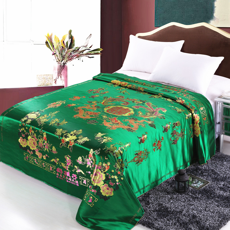 杭州丝绸婚庆被面子 七彩织锦缎喜被面软缎结婚缎子喜被面