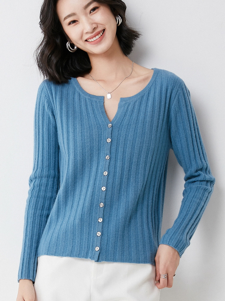 春秋女针织开衫短款女圆领毛衣长袖修身显瘦薄款外套气质百搭外搭