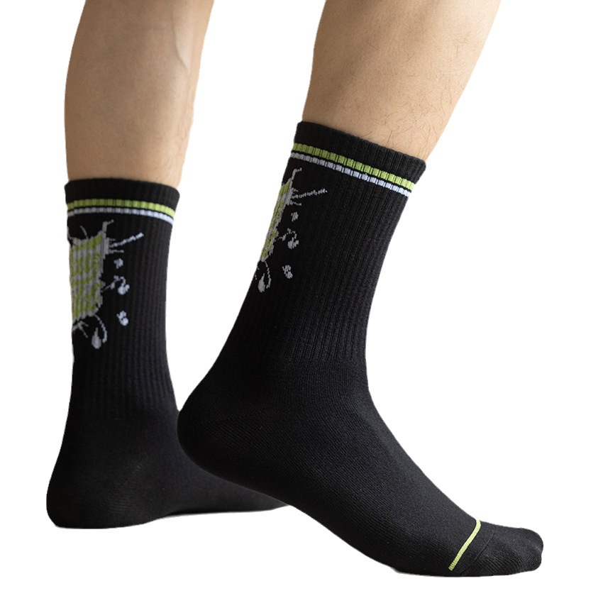 New Men's Autumn Long Socks Letter Pattern Long Sports Cotton Socks Casual Sports Style Cross-Border Supply