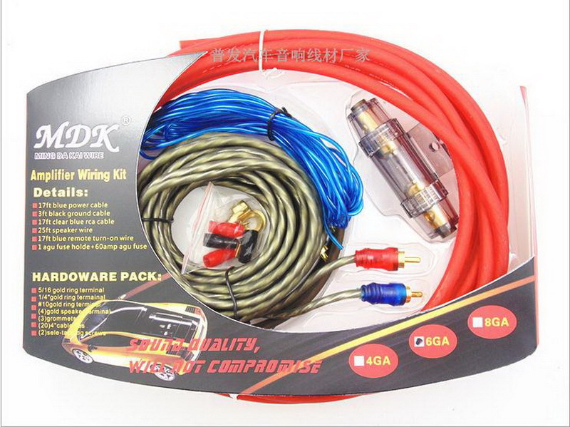 6ga铜包铝汽车音响功放低音炮套线改装音响电源线喇叭线音频线