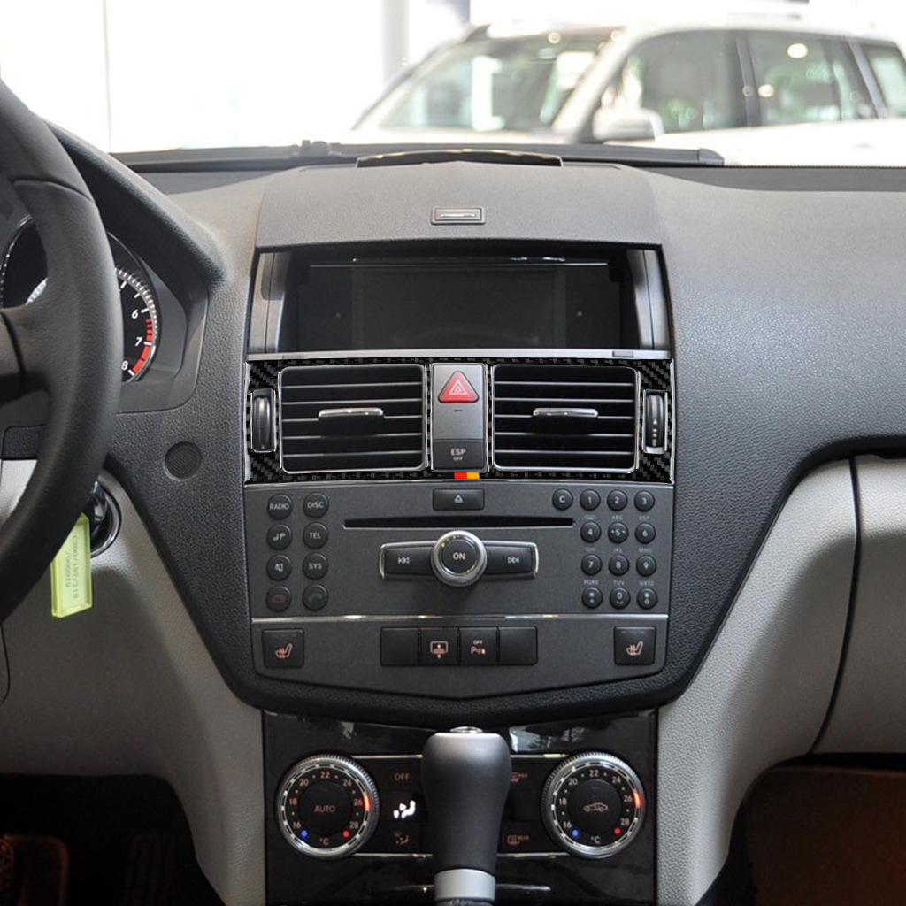 适用于奔驰老c级w204内饰改装真碳纤维中控出风口装饰贴 汽车配件