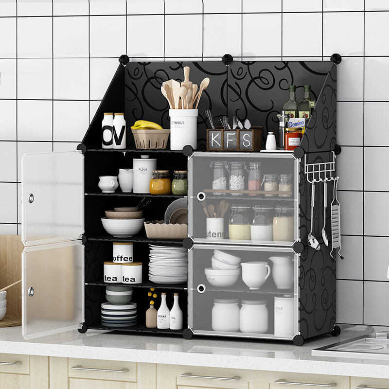 碗柜橱柜简易厨房餐具柜放碗灶台家用组合储物收纳柜子农村多功能