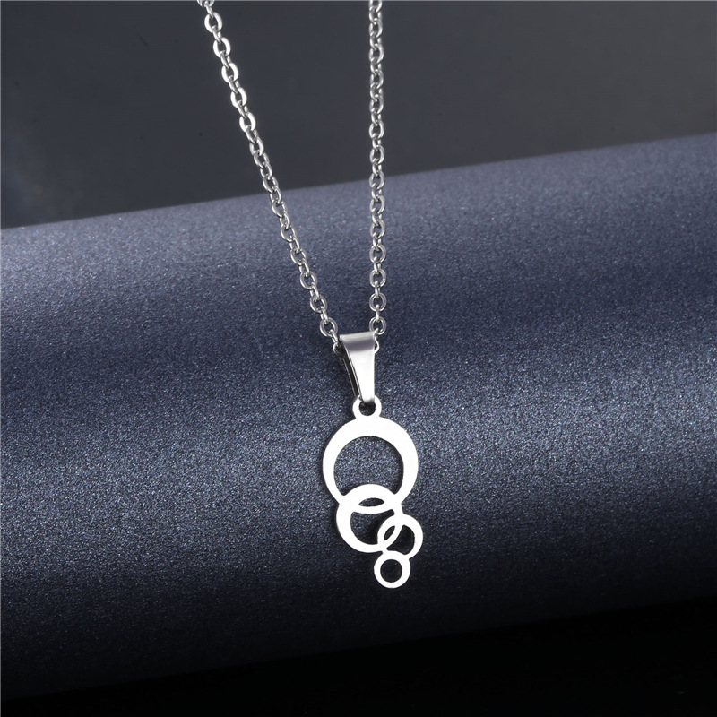 Stainless Steel Ring Clavicle Chain Women's Geometric Circle Necklace Cross-Border New Arrival Trendy Women's Fashion Design Pendant