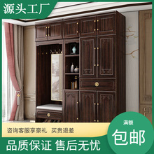 新中式紫金檀木实木进门入户鞋柜一体家用现代客厅间厅柜置物柜
