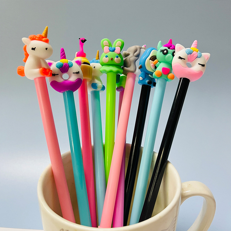 Good-looking Creative Korean Student Cartoon Pen Cute Girl Heart Cute Silicone End Cartoon Gel Pen Wholesale