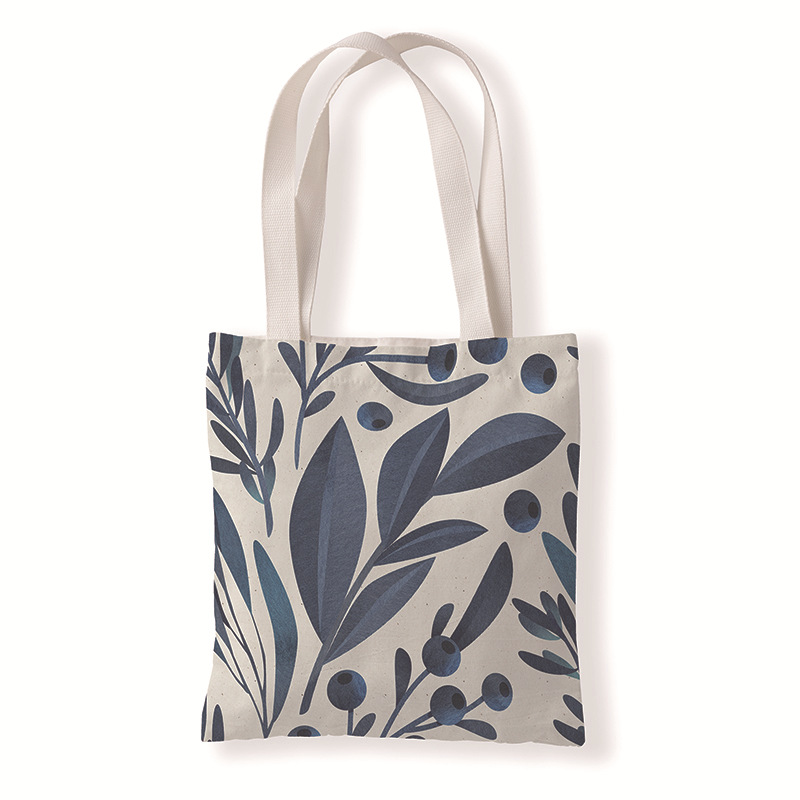 Leaves Geometric Printing Portable and Fashion Shopping Bag Custom Leisure Coin Pocket Artistic One-Shoulder Portable Canvas Bag