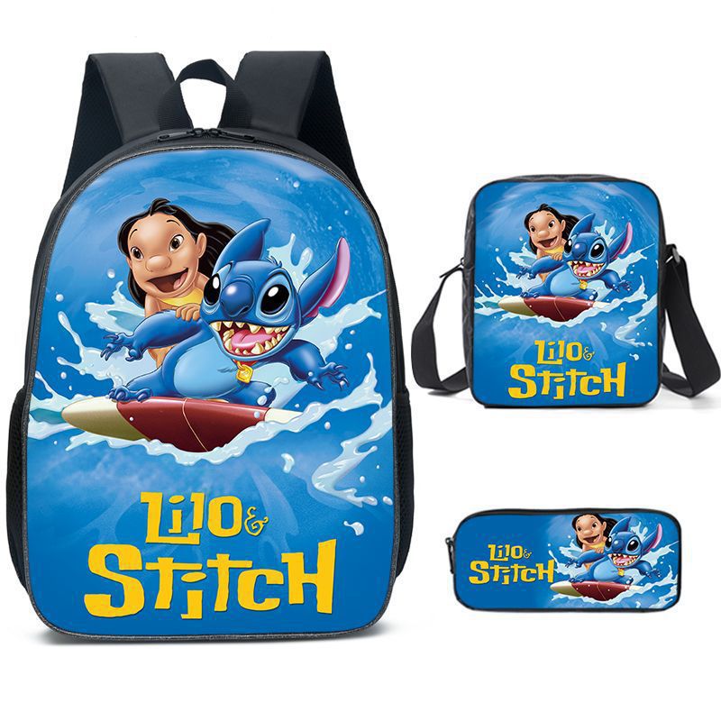 Amazon New Cartoon Animation Stitch Stitch Three-Piece School Bag Primary and Secondary School Student Backpack Backpack
