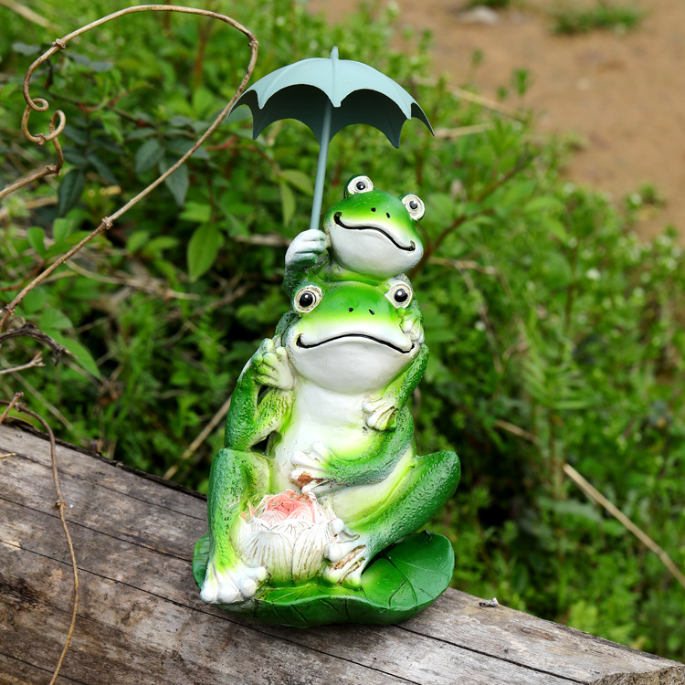 打伞青蛙摆件 花园装饰品卡通青蛙树脂工艺品旅游绿色摆件-阿里巴巴