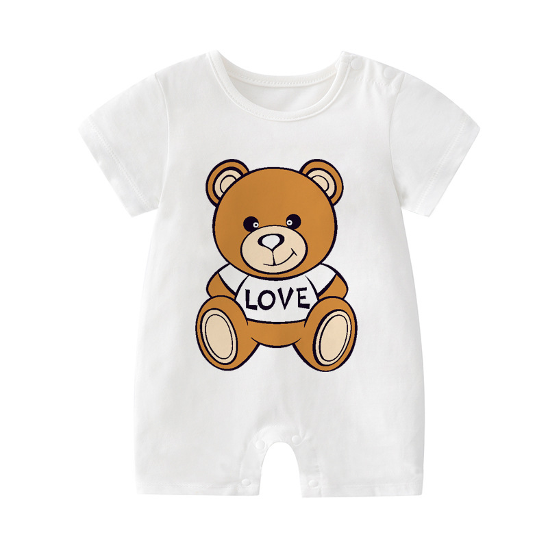 熊宝贝婴儿无骨短袖连体衣夏季薄款透气宝宝哈衣新生儿爬爬服货源