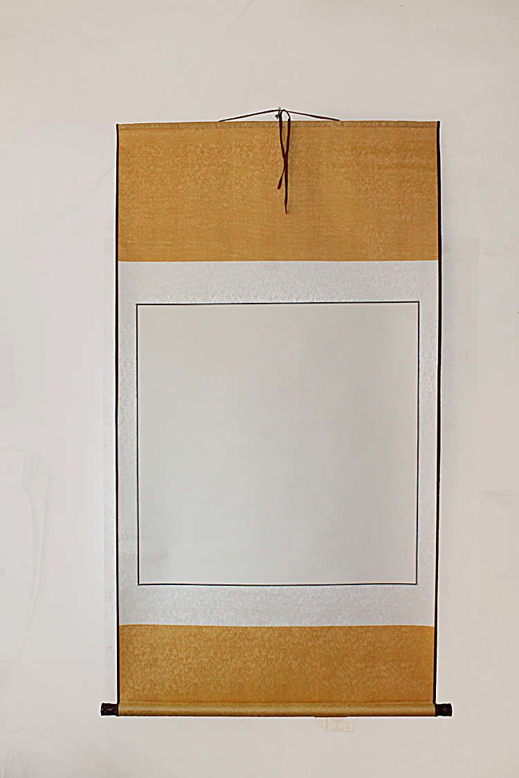 全绫双色精裱空白四尺斗方画轴挂轴143*77cm斗方宣纸书法国画卷轴