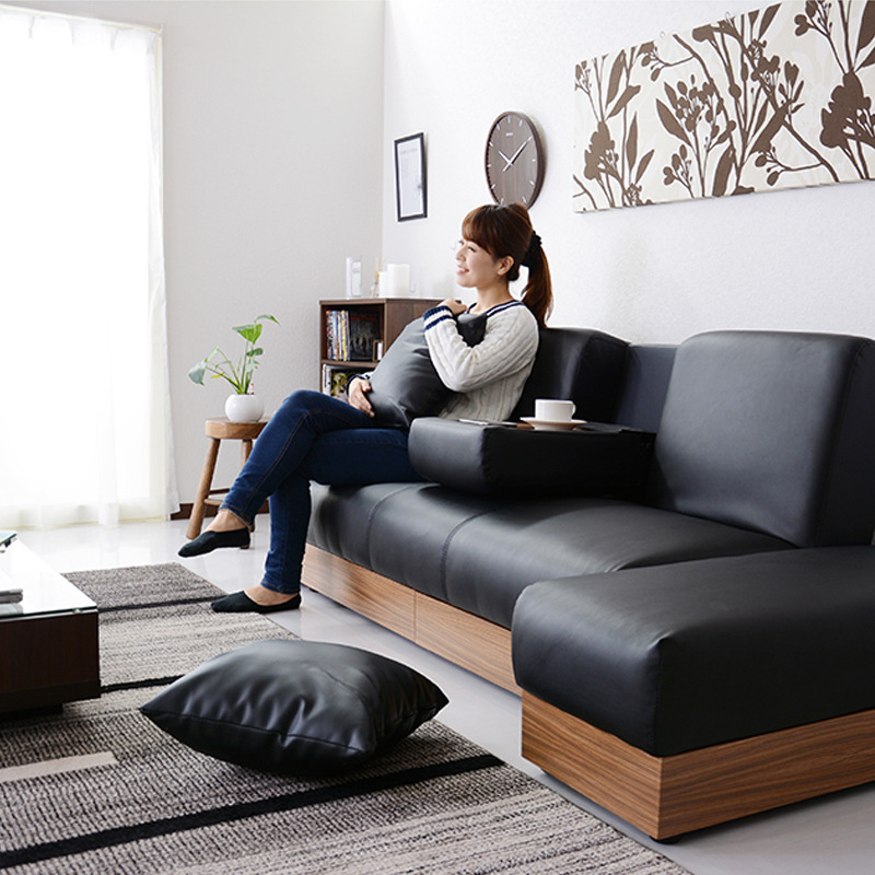日式小户型皮沙发可折叠客厅双人简易多功能储物两用沙发床省空间
