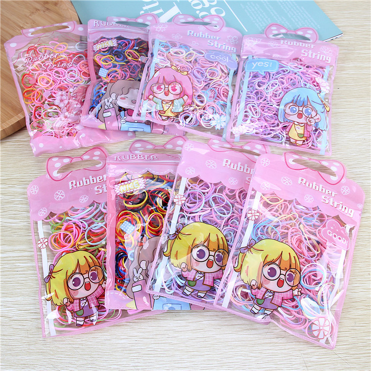 Disposable Rubber Band Wholesale Four-Color Mixed Butterfly Bag Bag Children's Rubber Band Small Braid Head Rope Two Yuan Shop