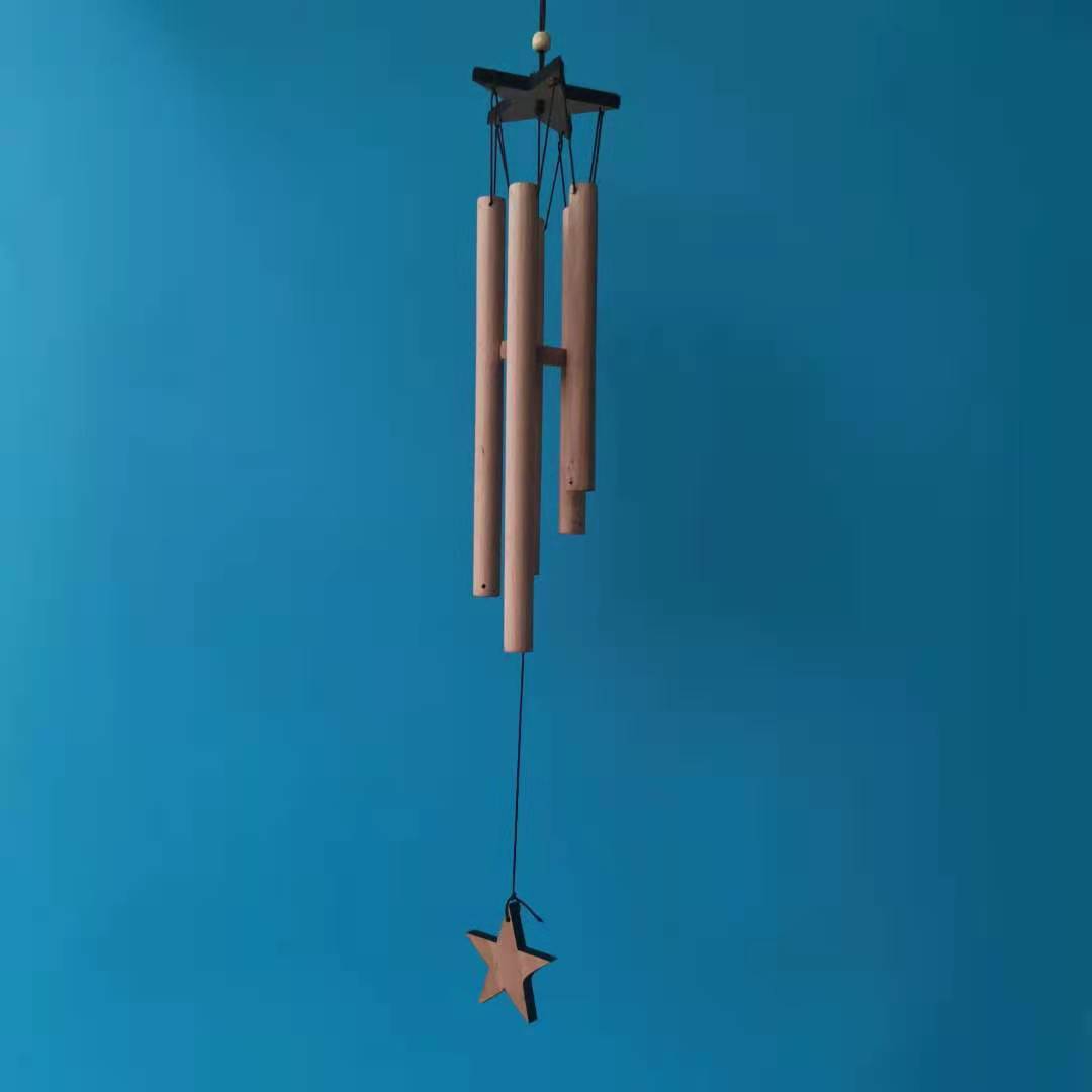 新款实木榉木风铃系列海豚月亮桃心星星吊坠木质民间手工风铃厂供