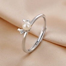 气质时尚冷淡风一鹿有你珍珠戒指女食指指环新款潮小众网红指环