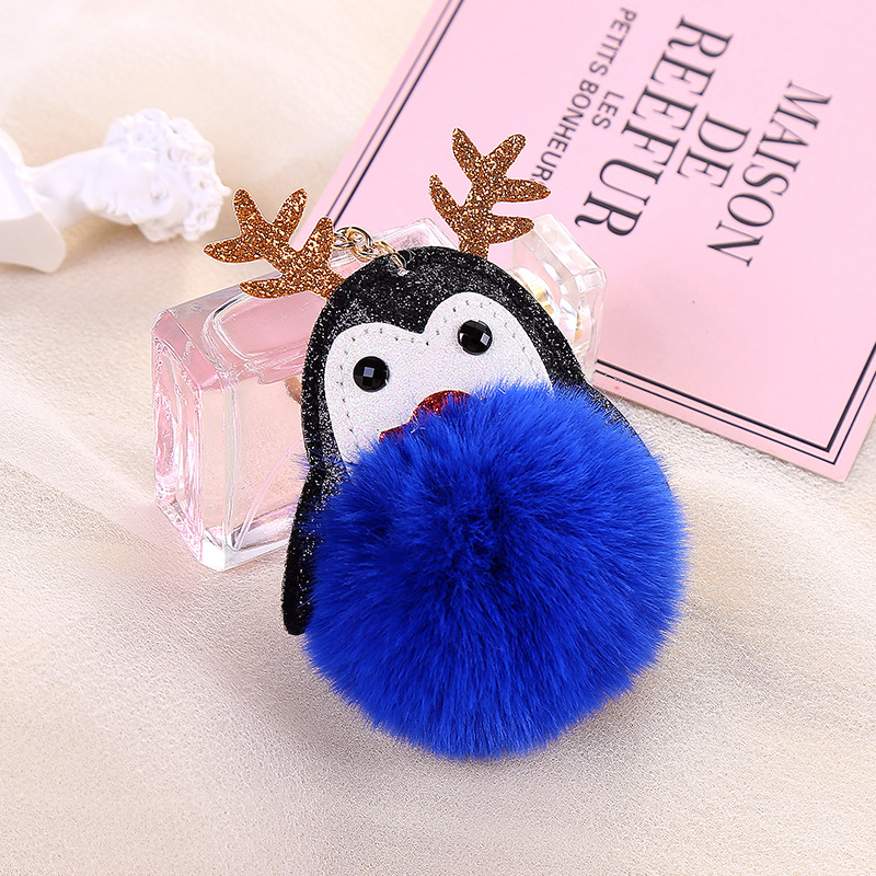 New Small Gift Penguin Imitation Fur Ball Keychain Doll Fur Ball Keychain Handbag Pendant