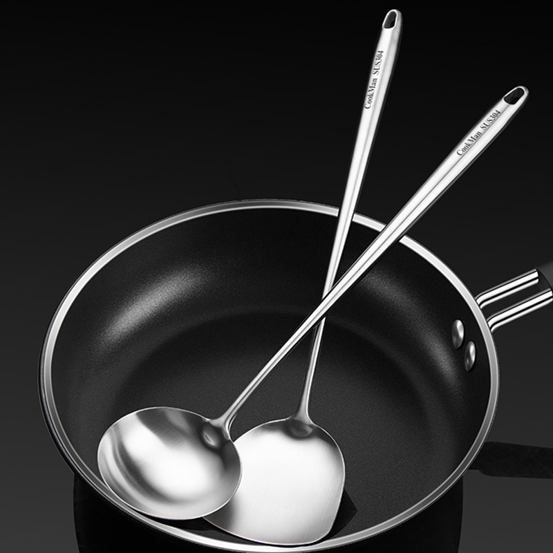 德国304不锈钢炒勺炒铲厨师专用炒菜勺子汤勺锅勺家用长柄分菜勺