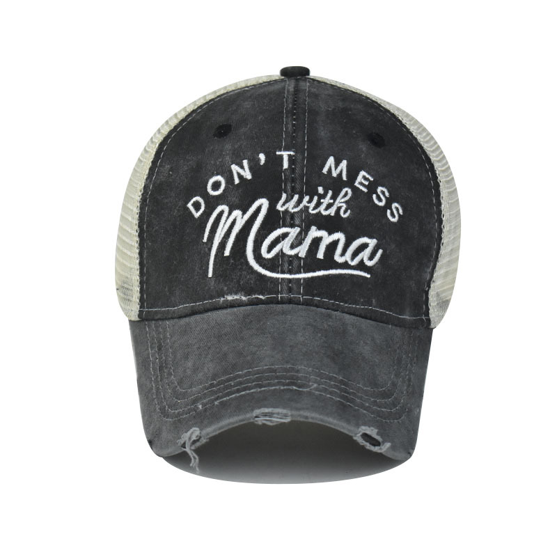 Foreign Trade Mama Cross Cap with Hair Extensions Sub European and American Ladies Cap with Hair Extensions Sun Protection Sun Hat Ponytail Baseball Cap