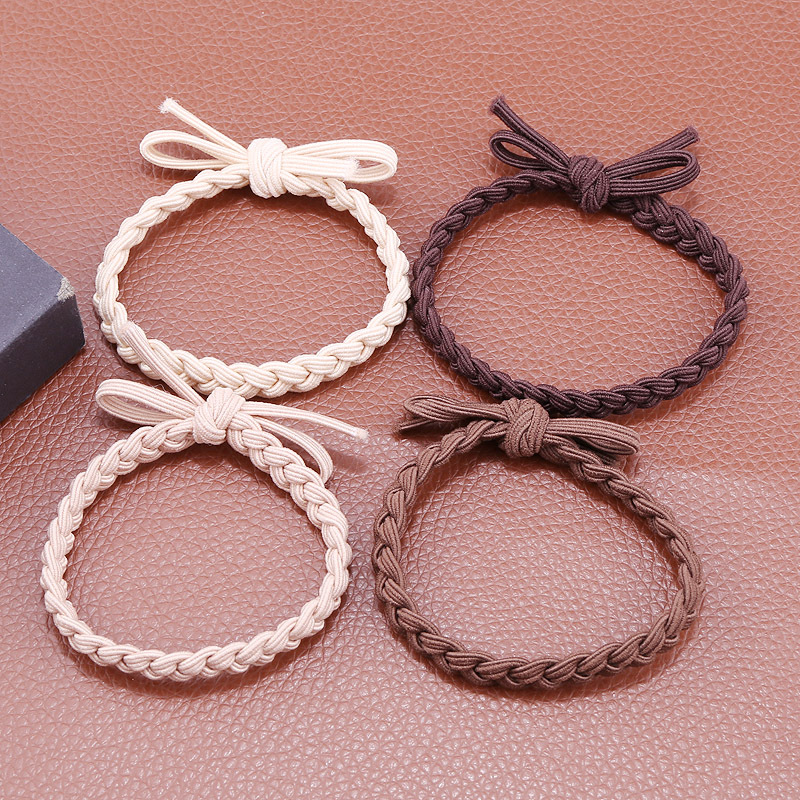 韩版咖啡奶茶色发圈麻花编织皮筋扎头发基础辫子头绳皮筋发绳头饰