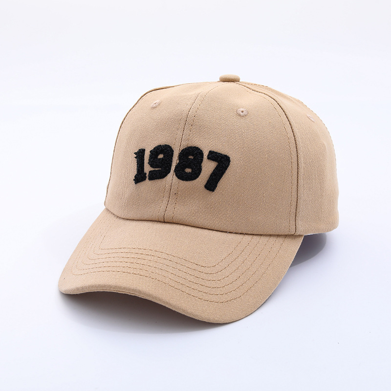 韩国简约百搭1987数字棒球帽子男女春夏遮阳复古休闲显脸小鸭舌帽