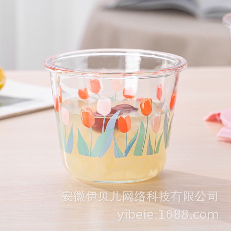 Thickened Glass Lunch Box Soup Bucket Microwave round Fresh-Keeping Bowl Cartoon Student Lunch Box Household Fresh-Keeping Box