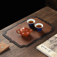香云纱菱形纹藤席茶席 手工中式茶垫干泡禅意麻茶具布垫壶垫