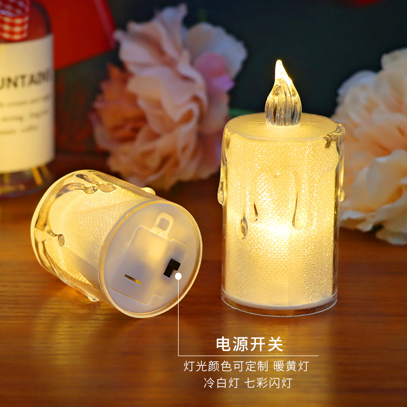 Cross-Border New Arrival LED Electronic Candle Transparent Shell Tealight Luminous Christmas Acrylic Tearful Candle Wholesale