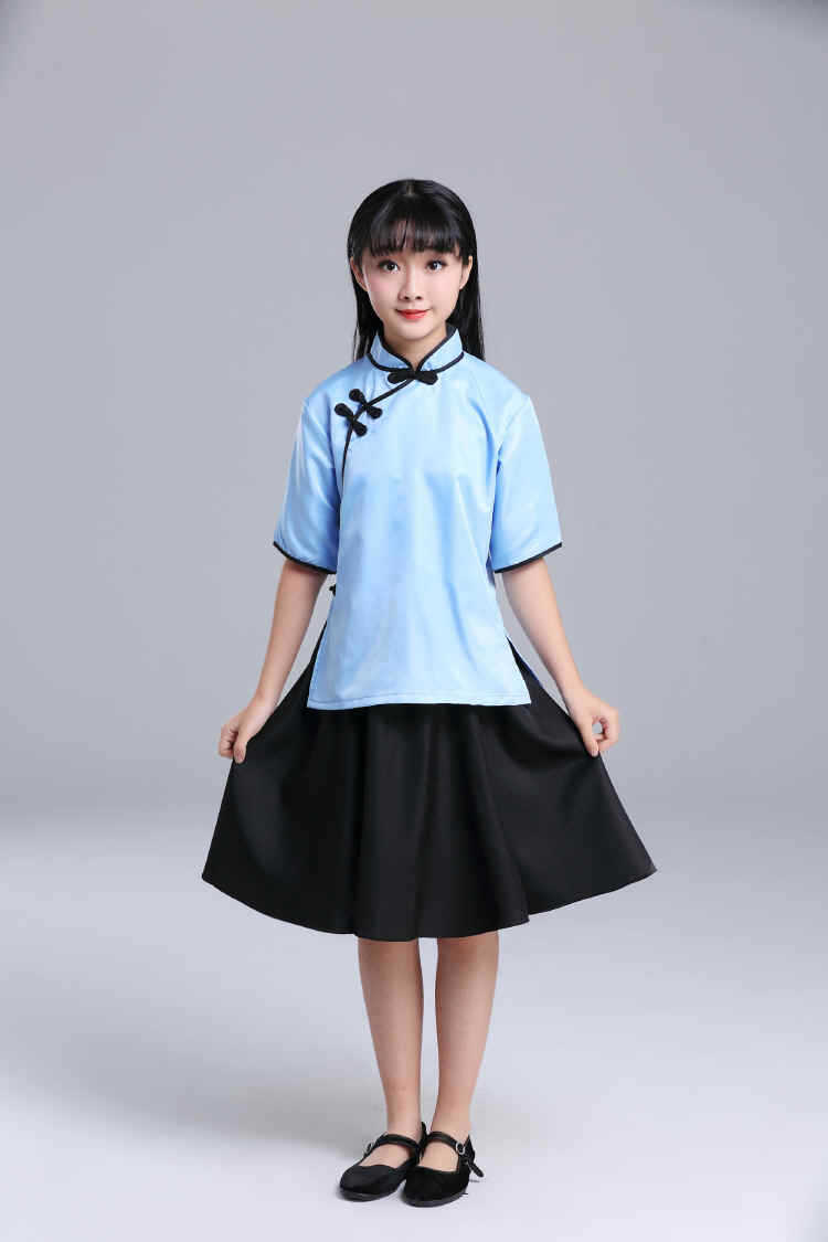 儿童民国服装五四青年装民国学生装元旦朗诵演出服合唱中山装女童