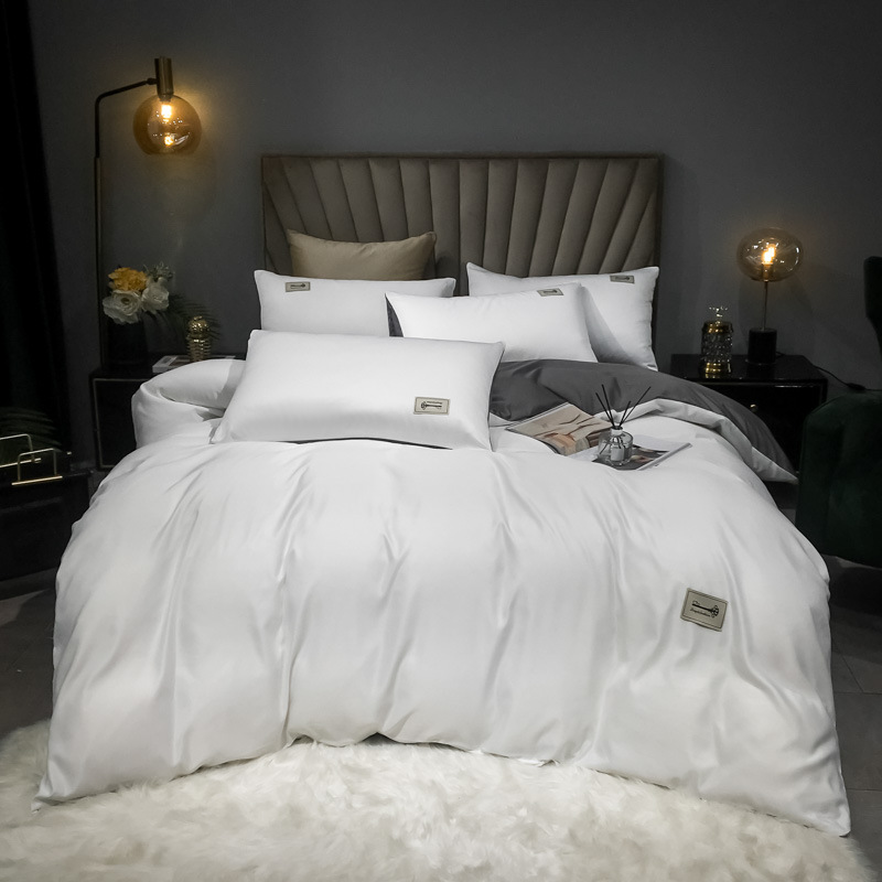 2023 Upgraded New Washed Tencel Four-Piece Set Cool Silk Bed Sheet Quilt Cover Bedding Set Can Be Sent on Behalf