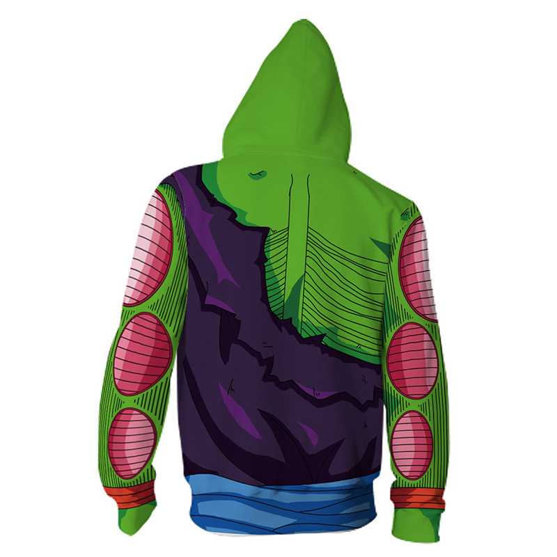 七龙珠短笛 比克大魔王 纳美克星人 3d印花拉链连帽卫衣衫外套