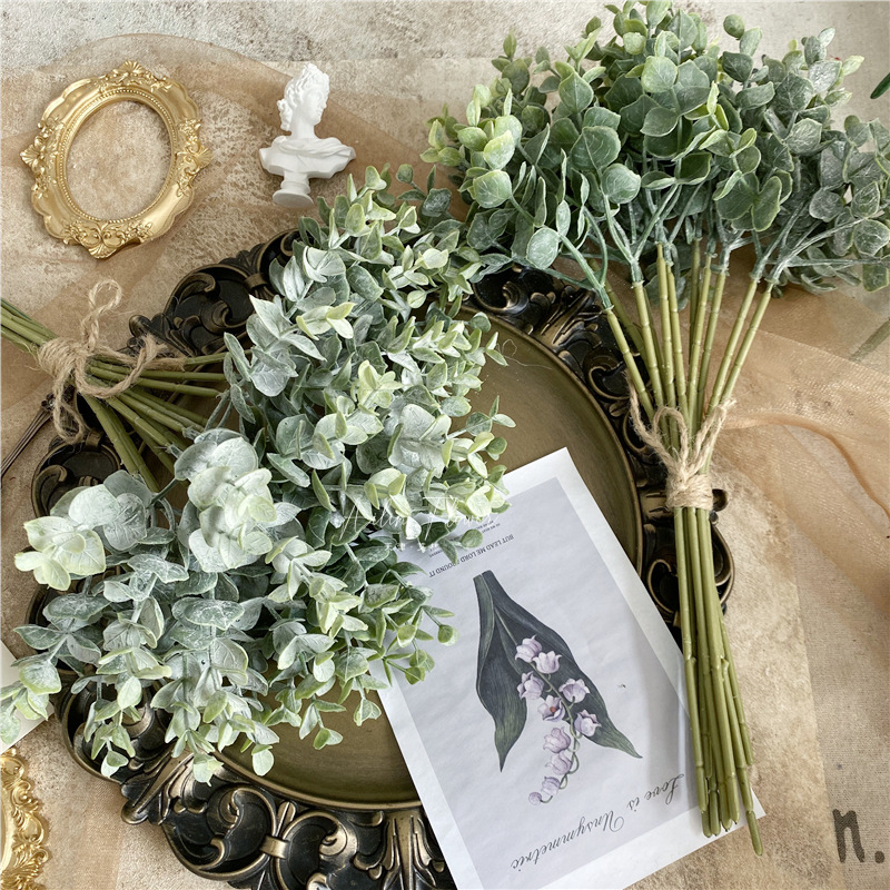 11头手捧尤加利 婚庆插花装饰diy拍摄道具跨境外贸亚马逊金钱叶