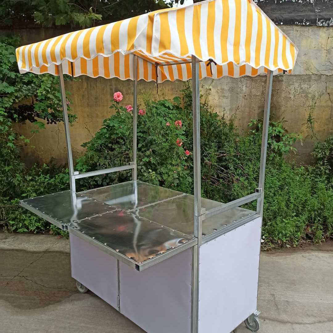 带顶棚推车餐饮美食摆摊折叠可拆卸推拉多功能炸串烧烤煎饼小吃车