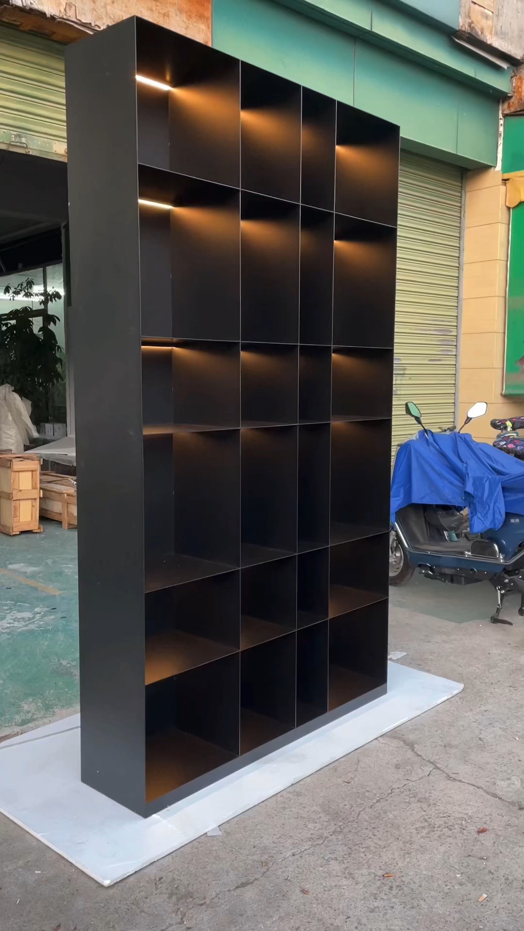 不锈钢酒柜装饰展示书架哑黑色电视壁龛嵌入式金属轻奢钢板柜定制