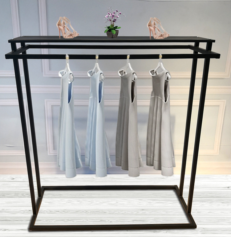 服装店中岛架简约风衣服陈列架落地式双排侧挂架男装女装店挂衣架