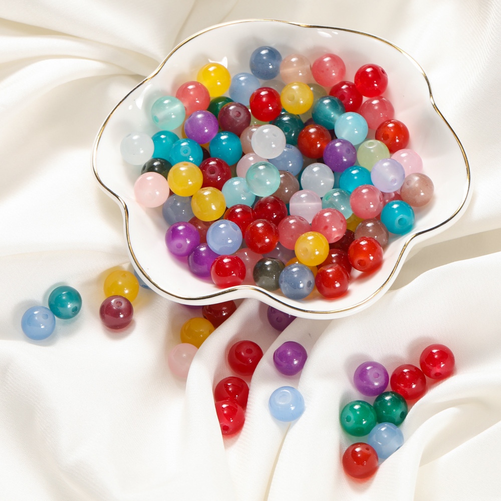 more sizes imitation jade micro glass bead candy color beads color loose round beads diy beaded bracelet colored glaze materials accessories