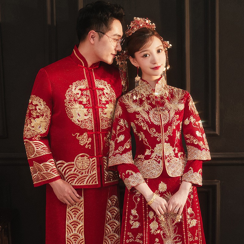 秀禾服新娘年新款情侣套装结婚夏季女高级中式礼服修身出阁服
