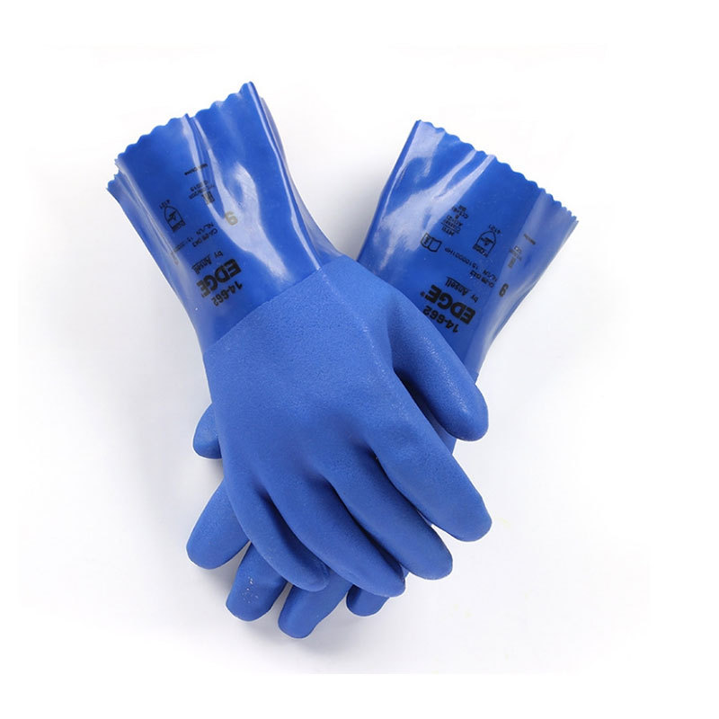 安思尔14-666 pvc涂层防水耐酸碱防化手套