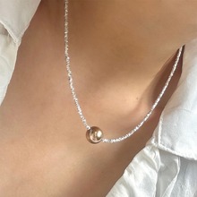 s925纯银施家珍珠可可色碎银子珍珠项链女轻奢小众配饰高级感叠戴
