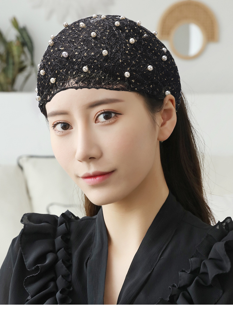 遮盖帽子珍珠镂空宽边遮白发头饰碎发整理发带女网红头套发箍发饰