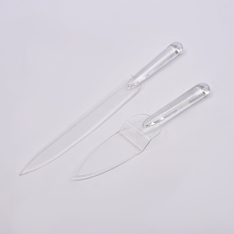 Factory Direct Sales New Acrylic Cake Knife Shovel Wedding Birthday Tableware Crystal Handle Pizza Cutter Shovel Bread Knife